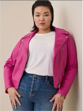 Torrid Hot Pink Faux Leather Moto Jacket